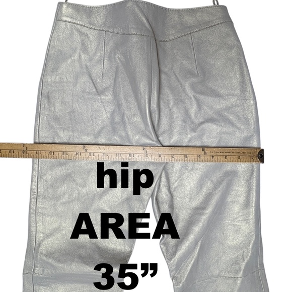 pants EXPRESS leather S iridescent pearl straight leg mid rise neutral elegant - Picture 10 of 17